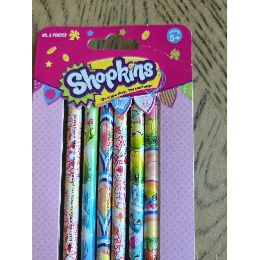 Shopkins Pencils 6 Pack Pencils #2 Pencils Adorable Shopkins NOS New 2013